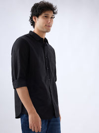 Men Shirt Solid Black Regular Fit