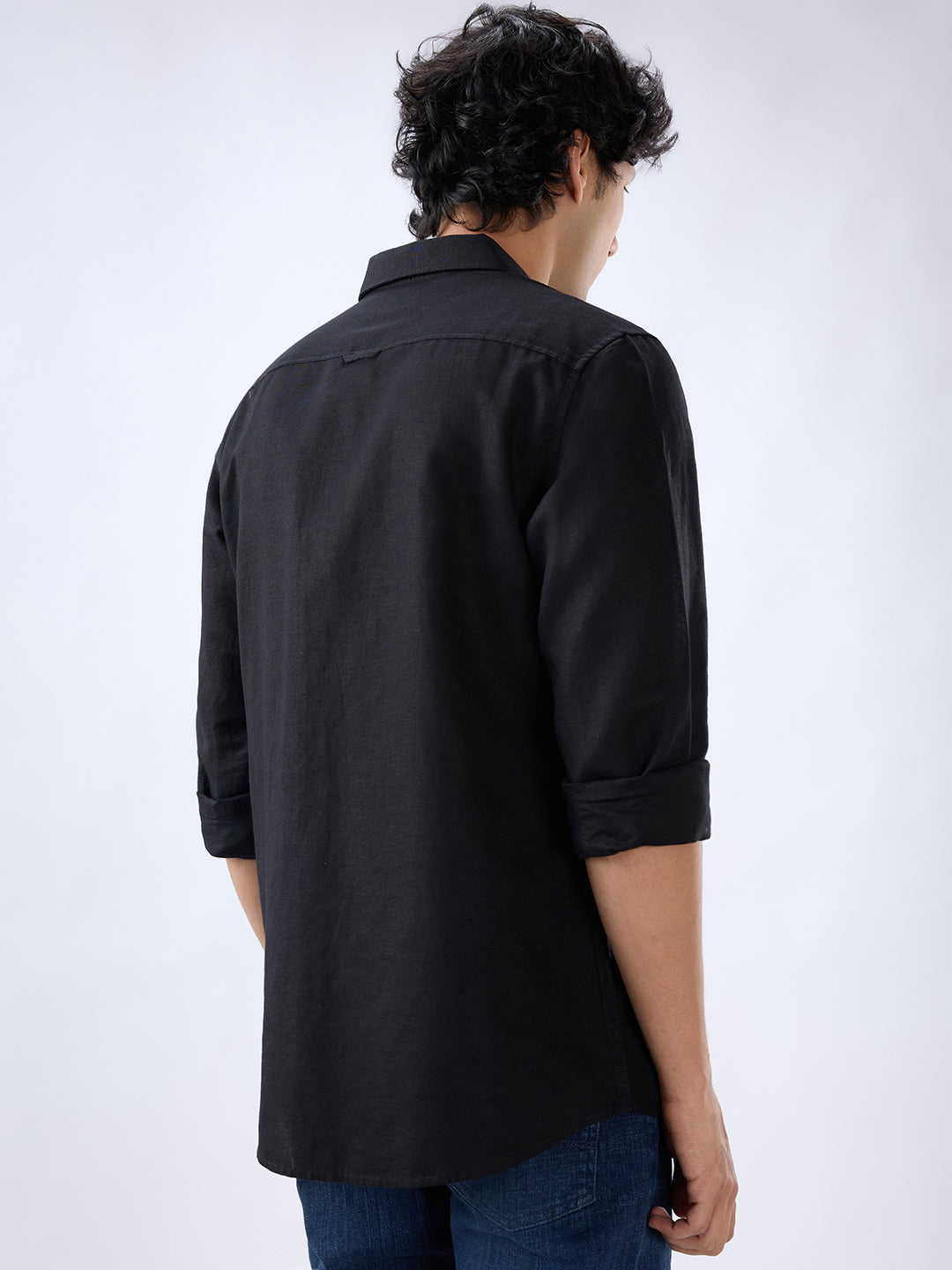 Men Shirt Solid Black Regular Fit