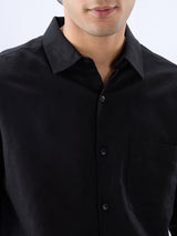 Men Shirt Solid Black Regular Fit