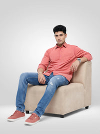 Men Shirt Solid Red Regular Fit
