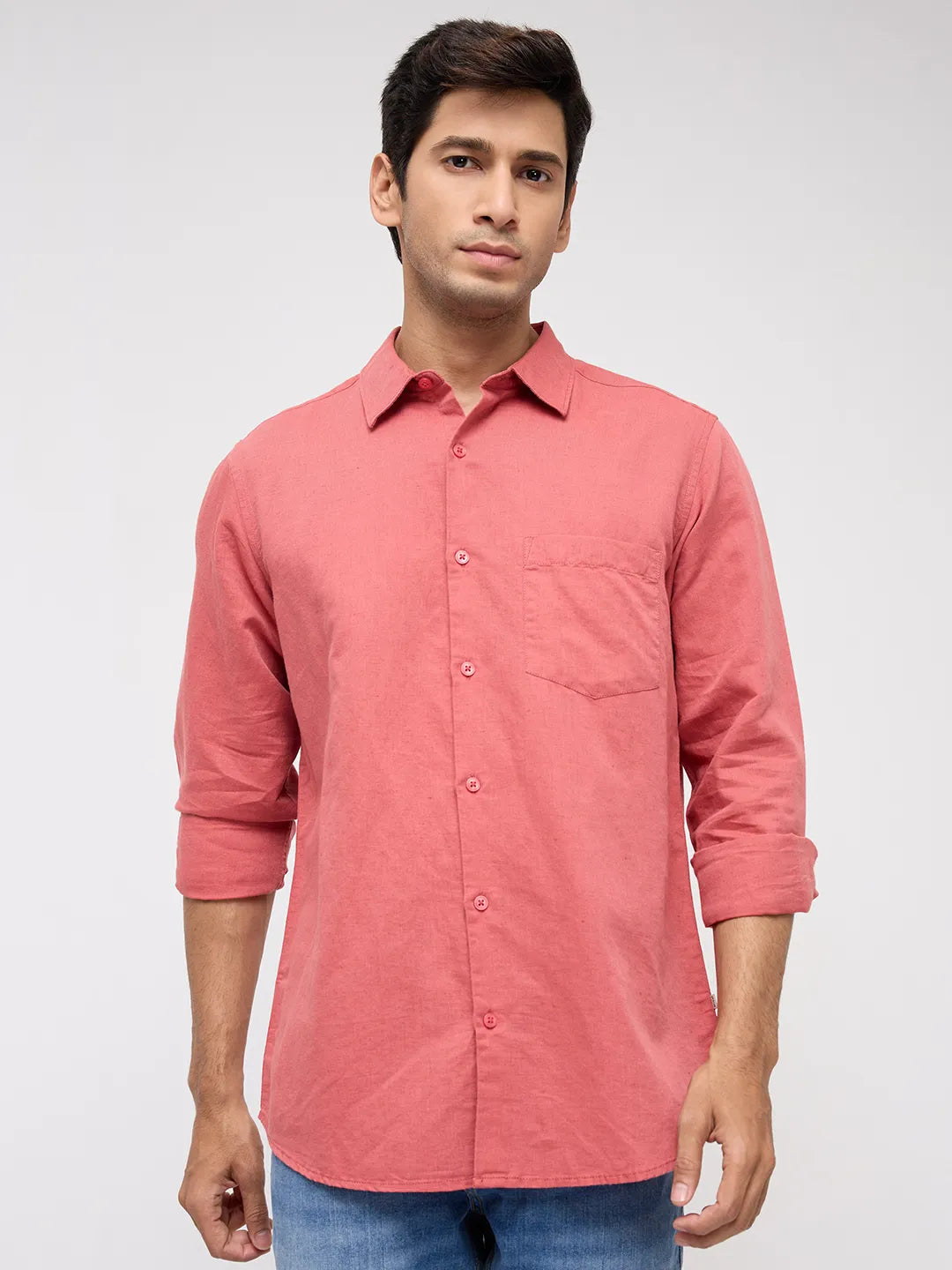 Men Shirt Solid Red Regular Fit