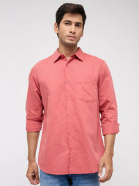 Men Shirt Solid Red Regular Fit