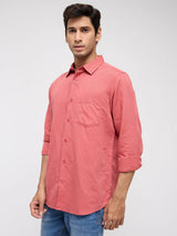 Men Shirt Solid Red Regular Fit