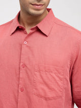 Men Shirt Solid Red Regular Fit