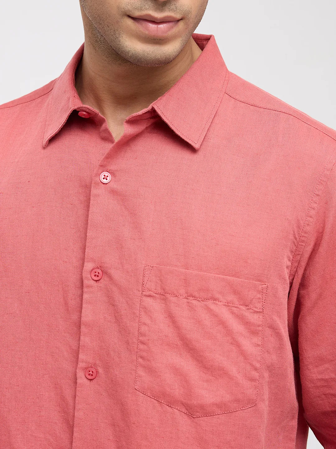 Men Shirt Solid Red Regular Fit
