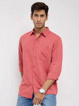 Men Shirt Solid Red Regular Fit