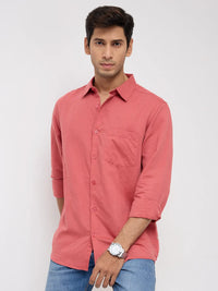 Men Shirt Solid Red Regular Fit
