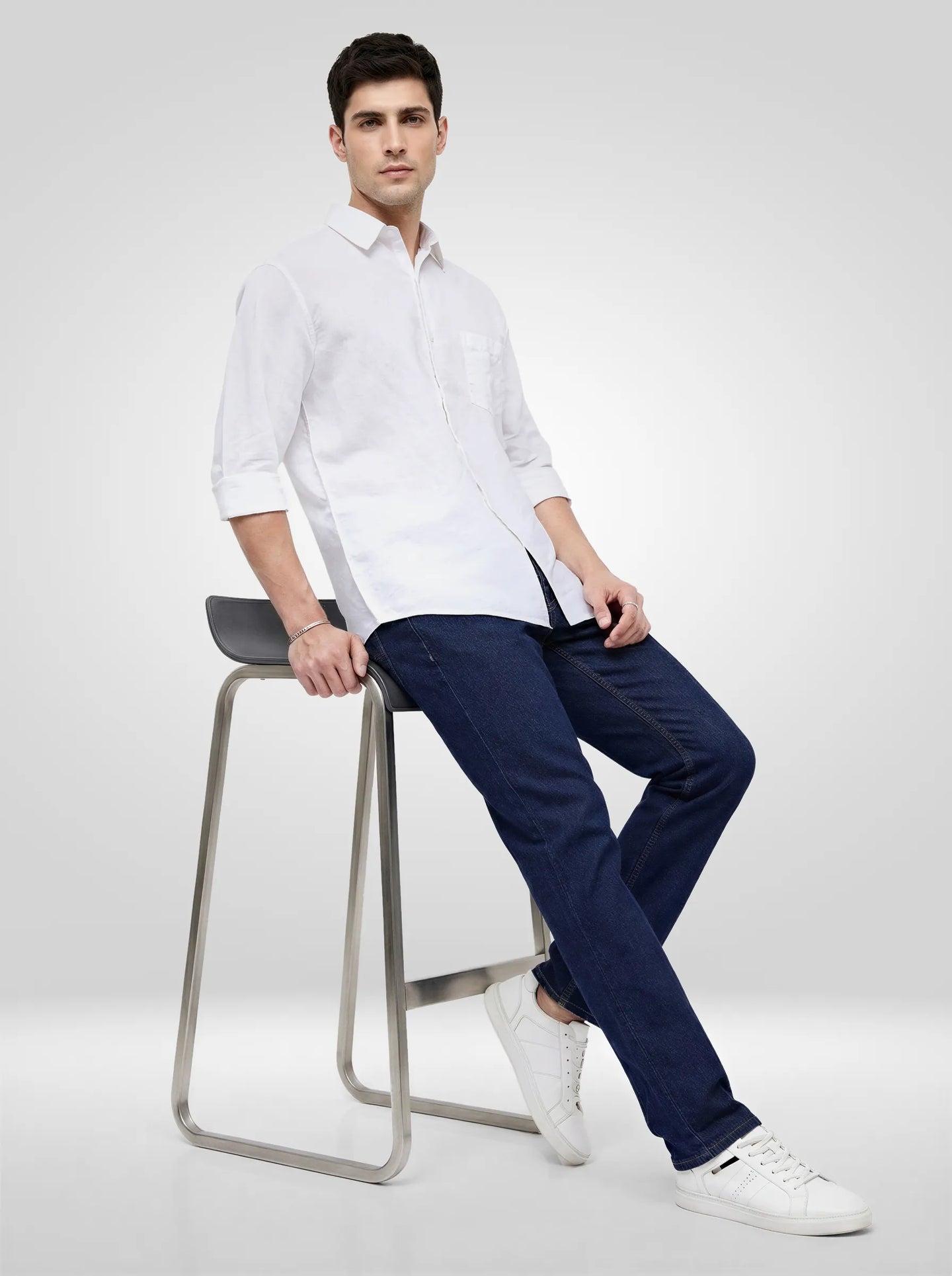 Men Shirt Solid White Regular Fit