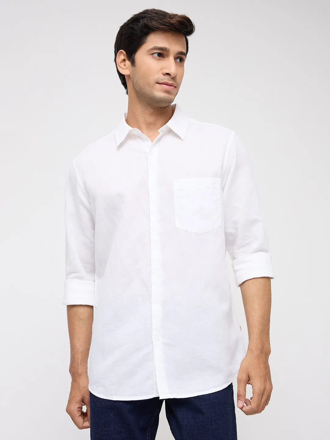 Men Shirt Solid White Regular Fit