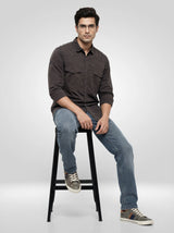 Men Shirt Solid Grey Regular Fit