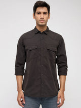 Men Shirt Solid Grey Regular Fit