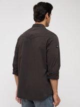 Men Shirt Solid Grey Regular Fit