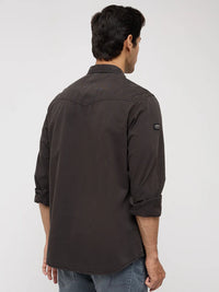 Men Shirt Solid Grey Regular Fit