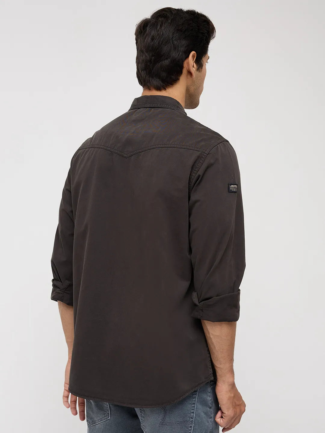 Men Shirt Solid Grey Regular Fit