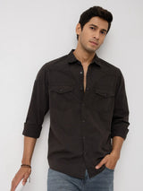 Men Shirt Solid Grey Regular Fit