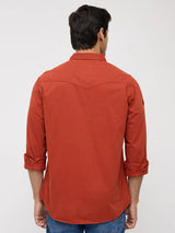 Men Shirt Solid Rust Regular Fit