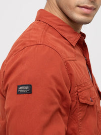 Men Shirt Solid Rust Regular Fit