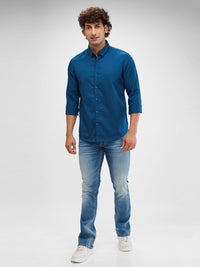 Men Shirt Solid Green Slim Fit