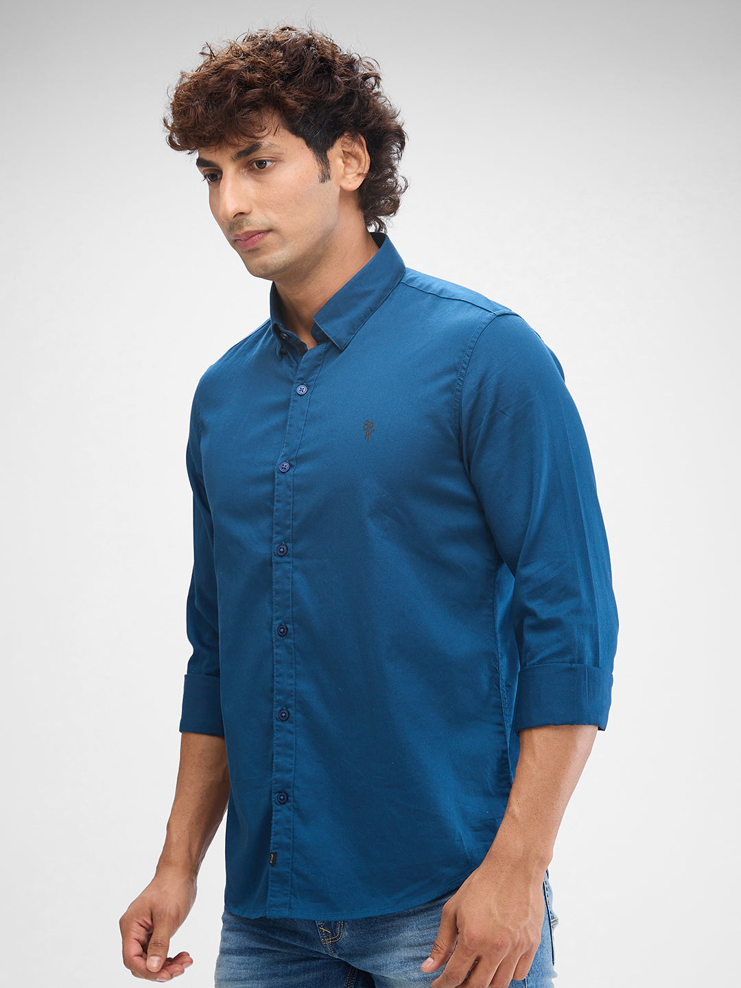 Men Shirt Solid Green Slim Fit