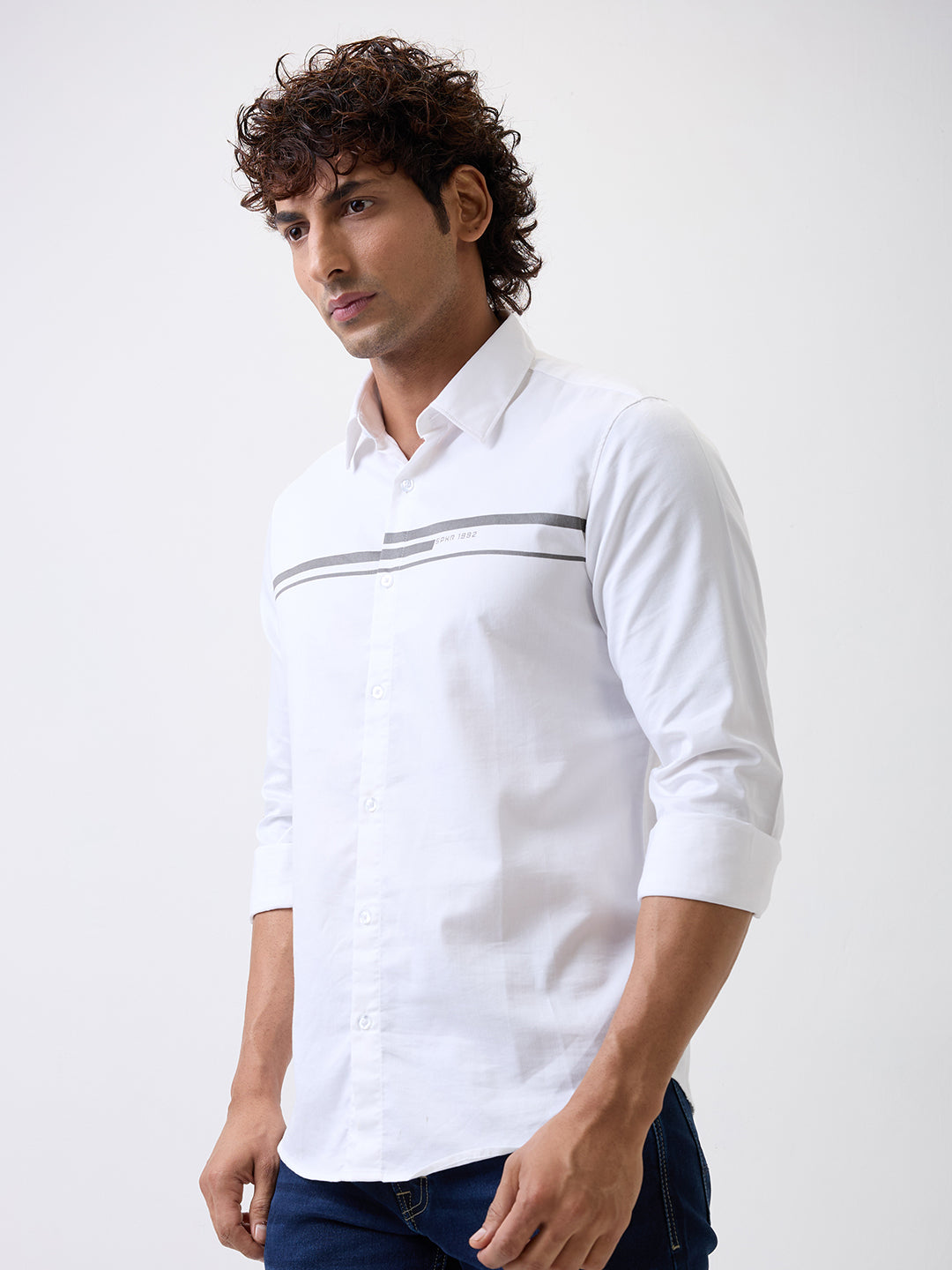 Spykar White Slim Fit Casual Shirts For Men