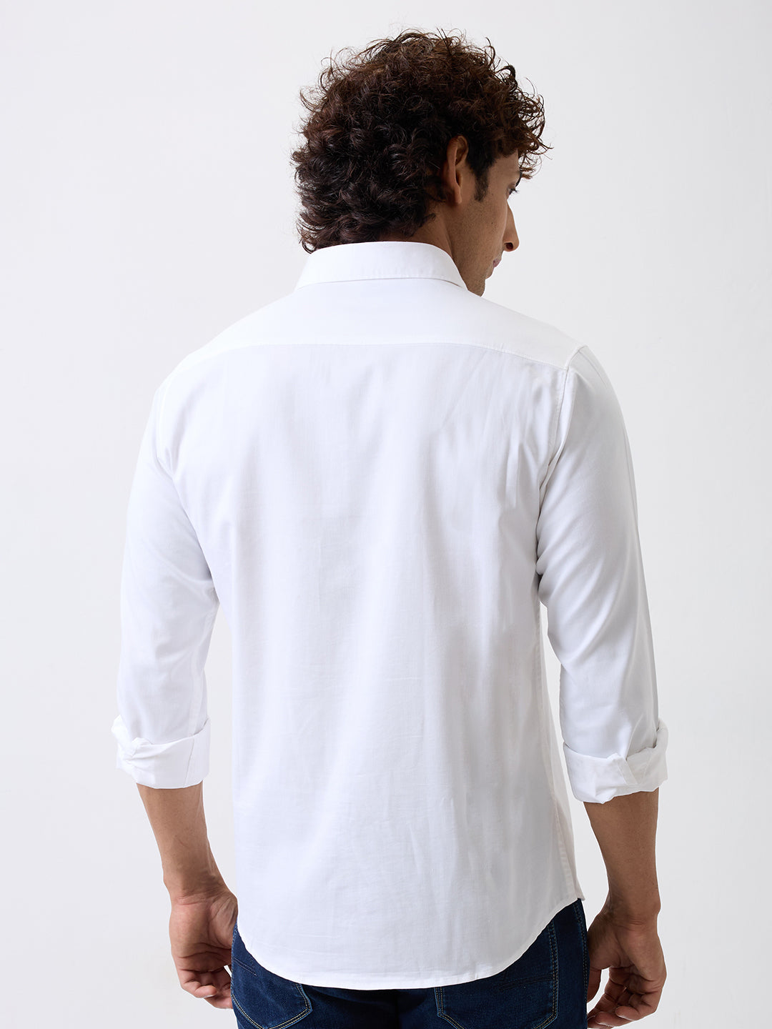 Spykar White Slim Fit Casual Shirts For Men