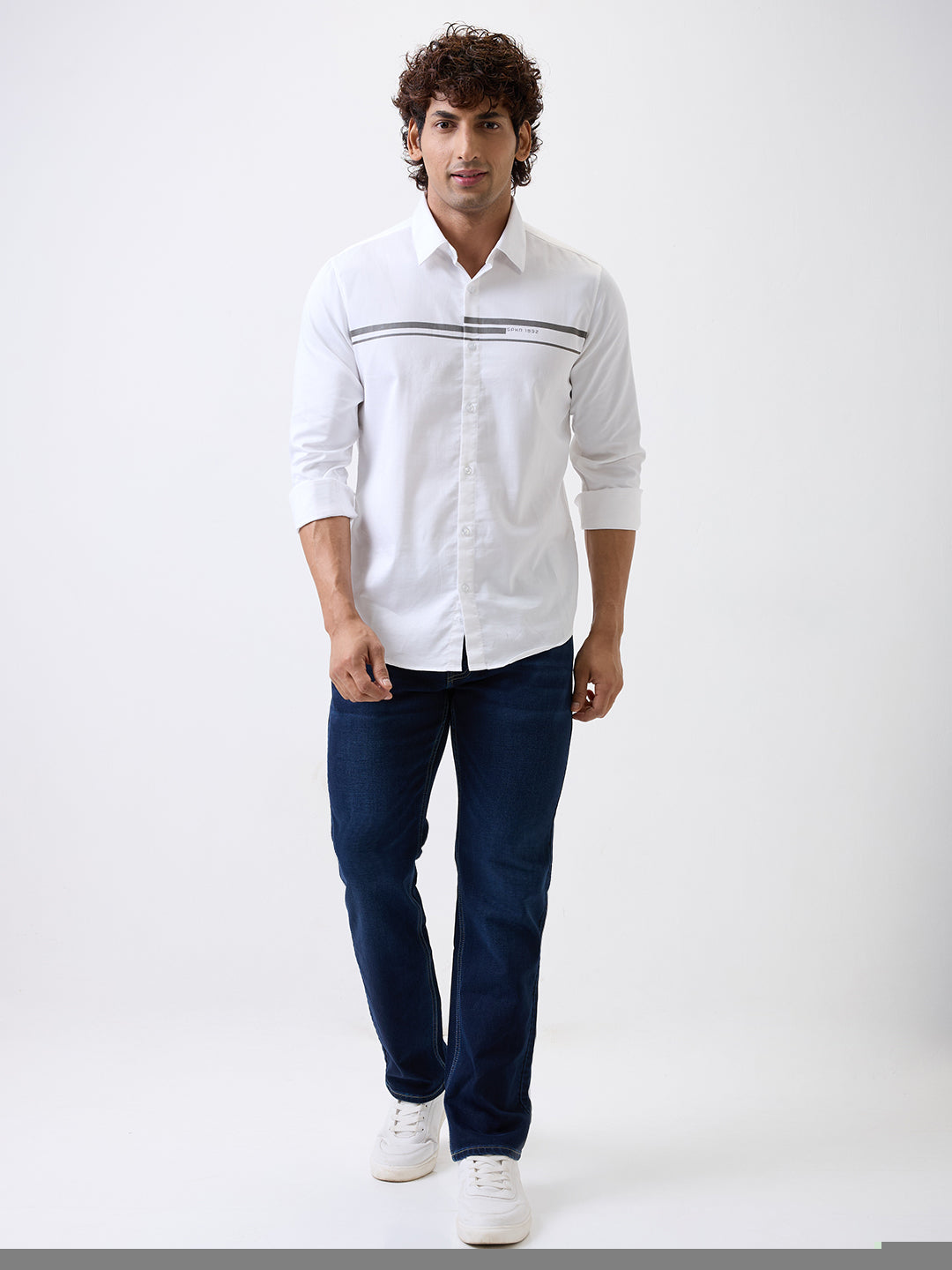 Spykar White Slim Fit Casual Shirts For Men