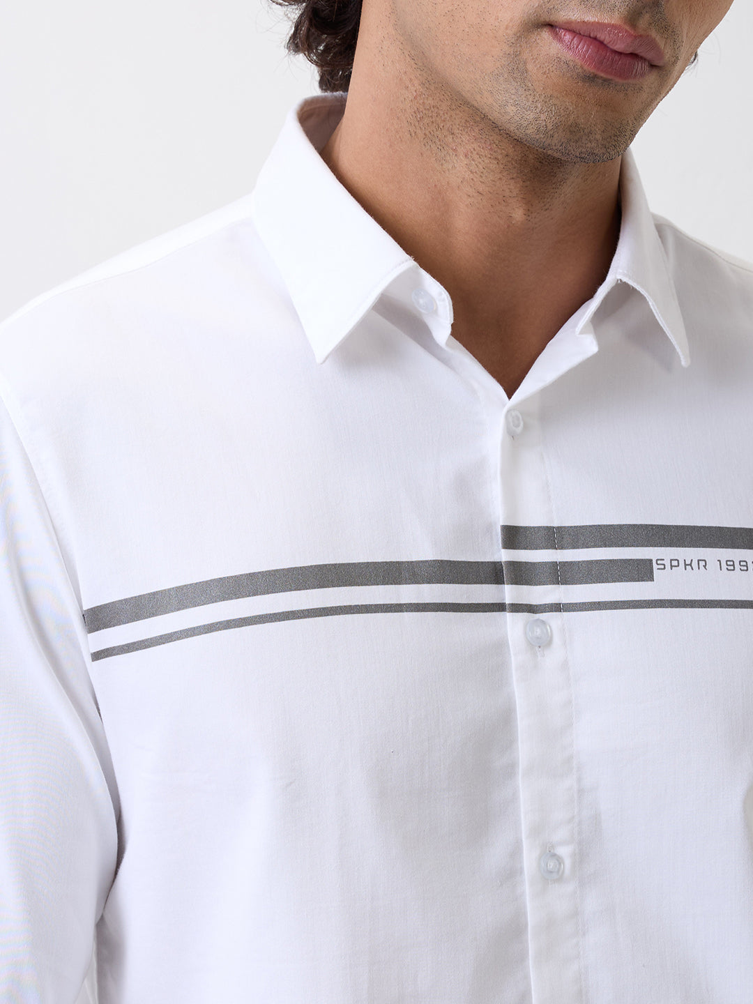 Spykar White Slim Fit Casual Shirts For Men