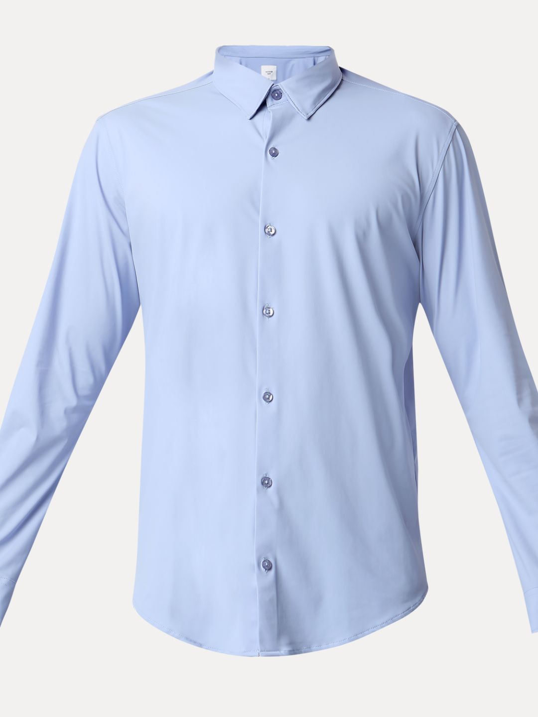 Spykar Heron Blue Full Sleeves Raised Collar Shirt For Men