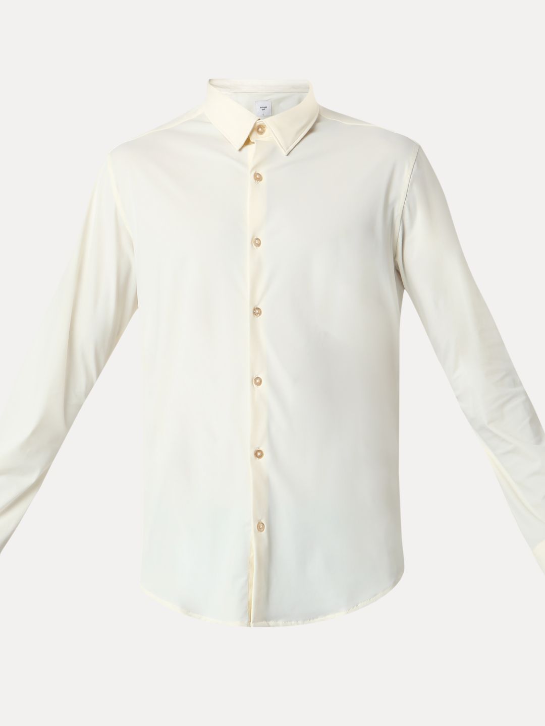 Spykar Off White Full Sleeves Raised Collar Shirt For Men