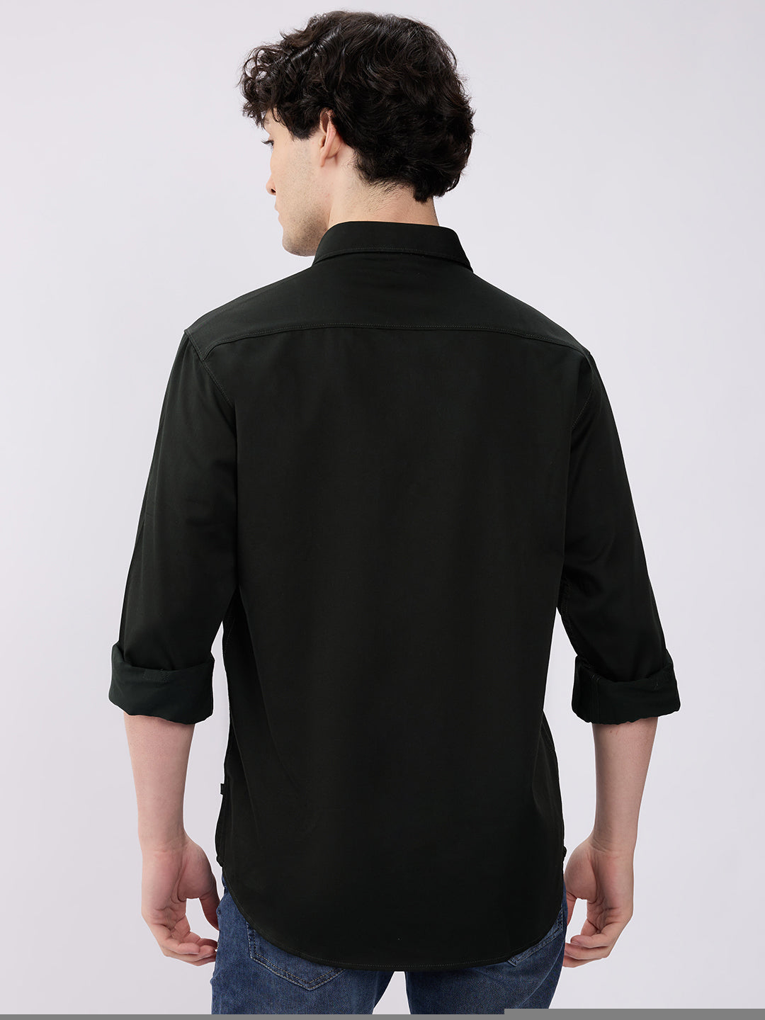 Spykar Olive Green Slim Fit Casual Shirts For Men