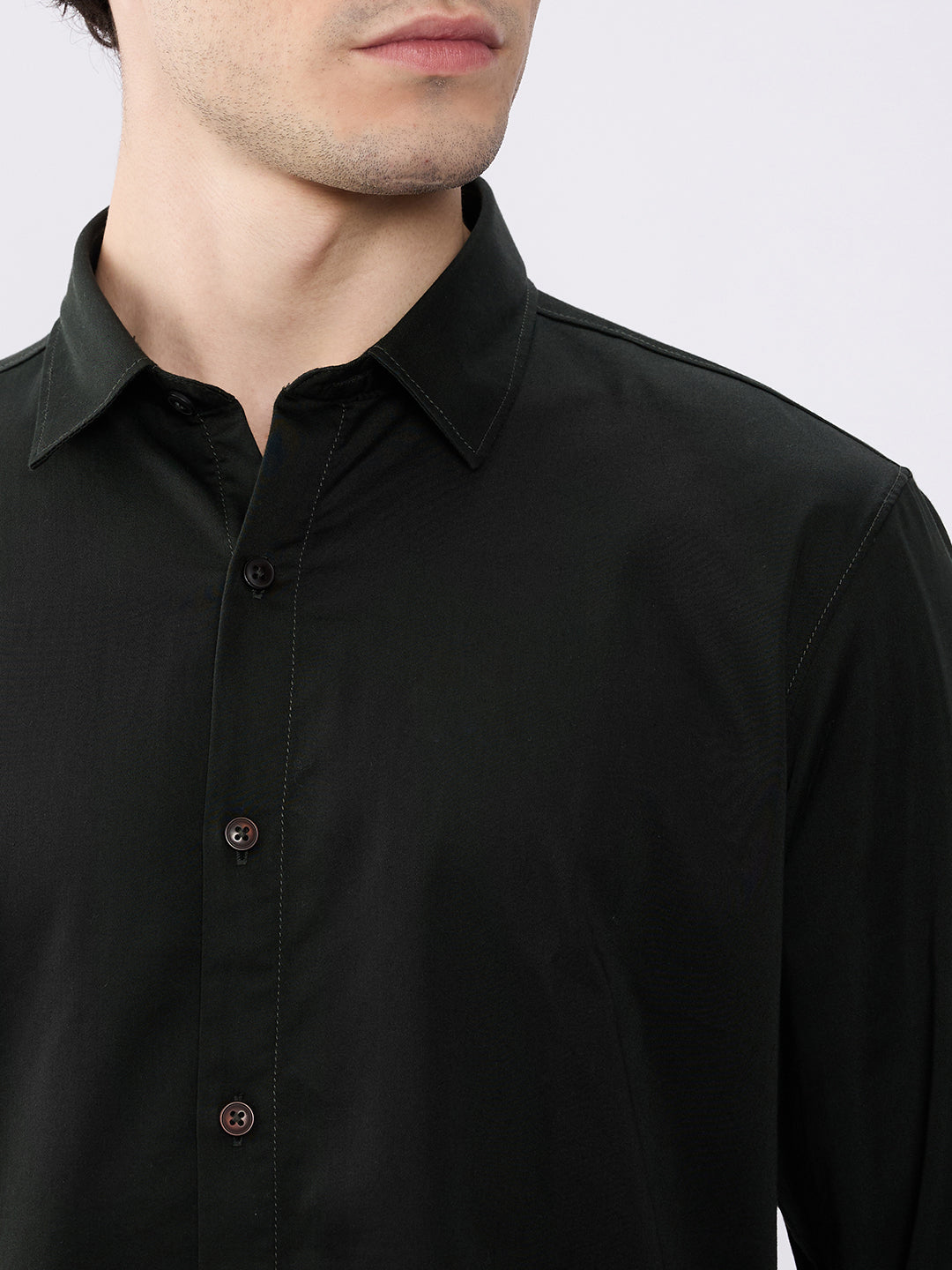 Spykar Olive Green Slim Fit Casual Shirts For Men