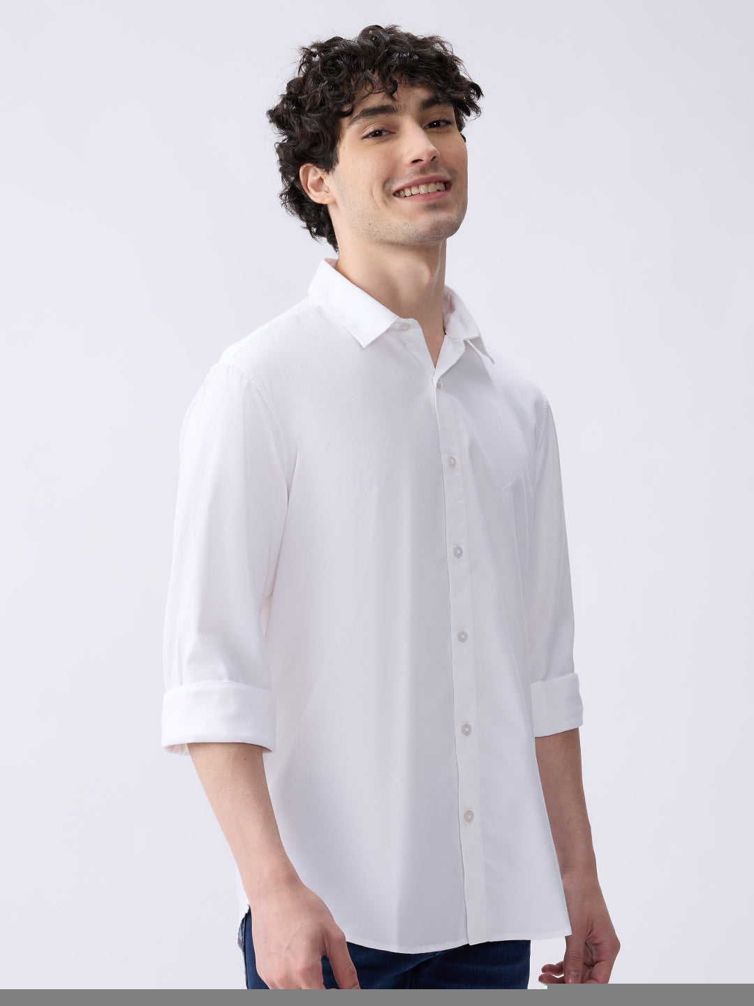 Spykar White Slim Fit Casual Shirts For Men