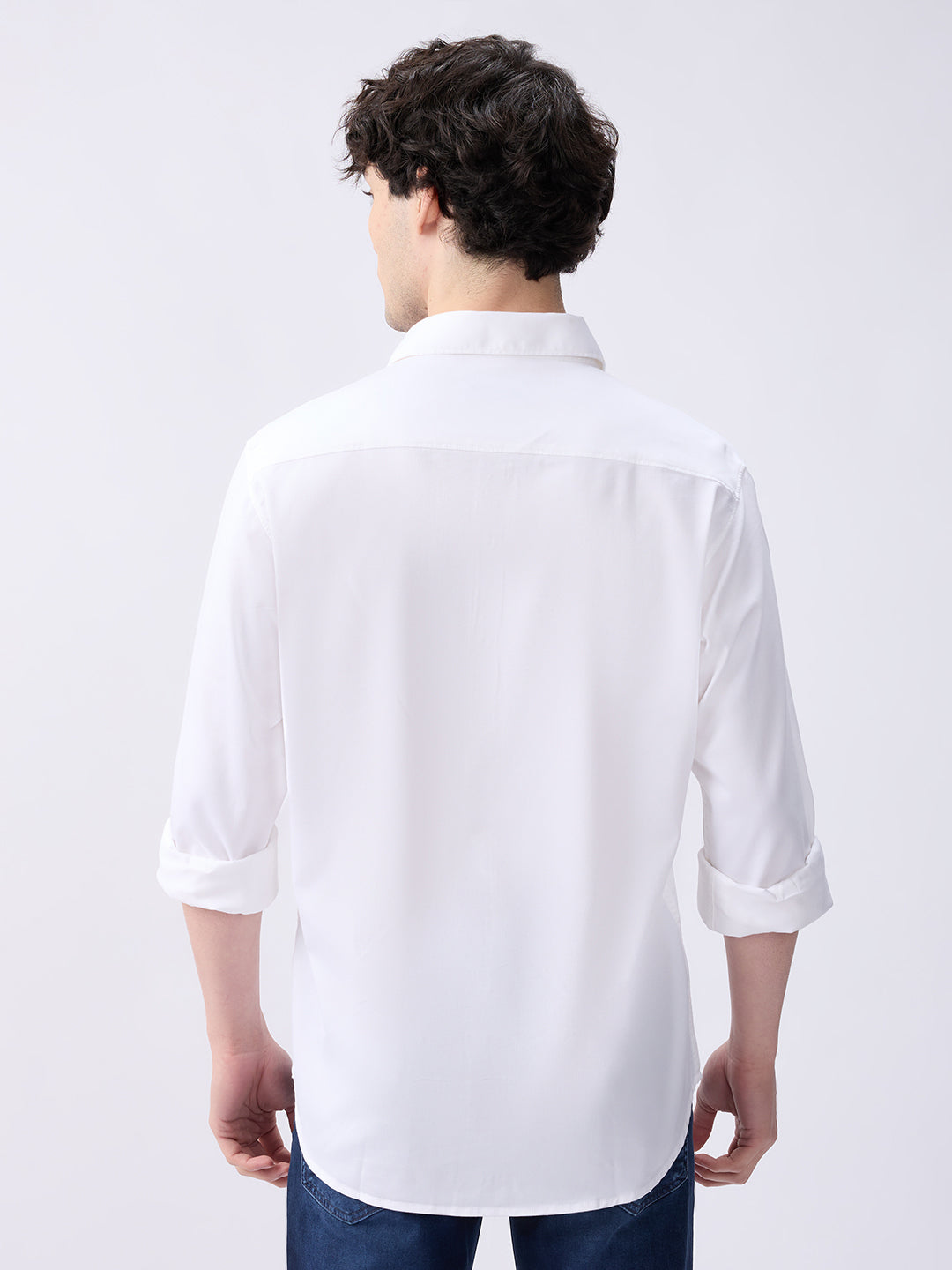 Spykar White Slim Fit Casual Shirts For Men