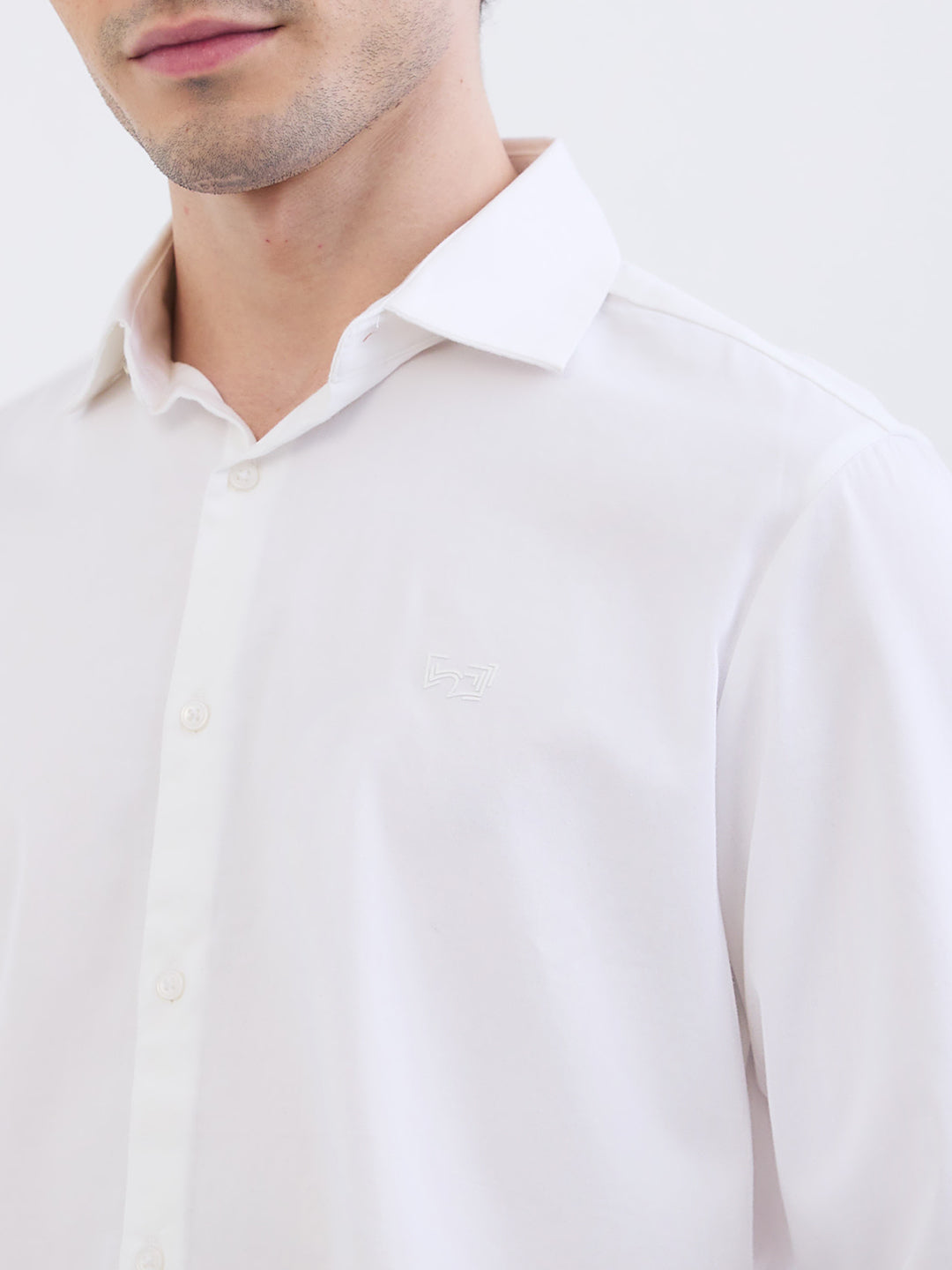 Spykar White Slim Fit Casual Shirts For Men