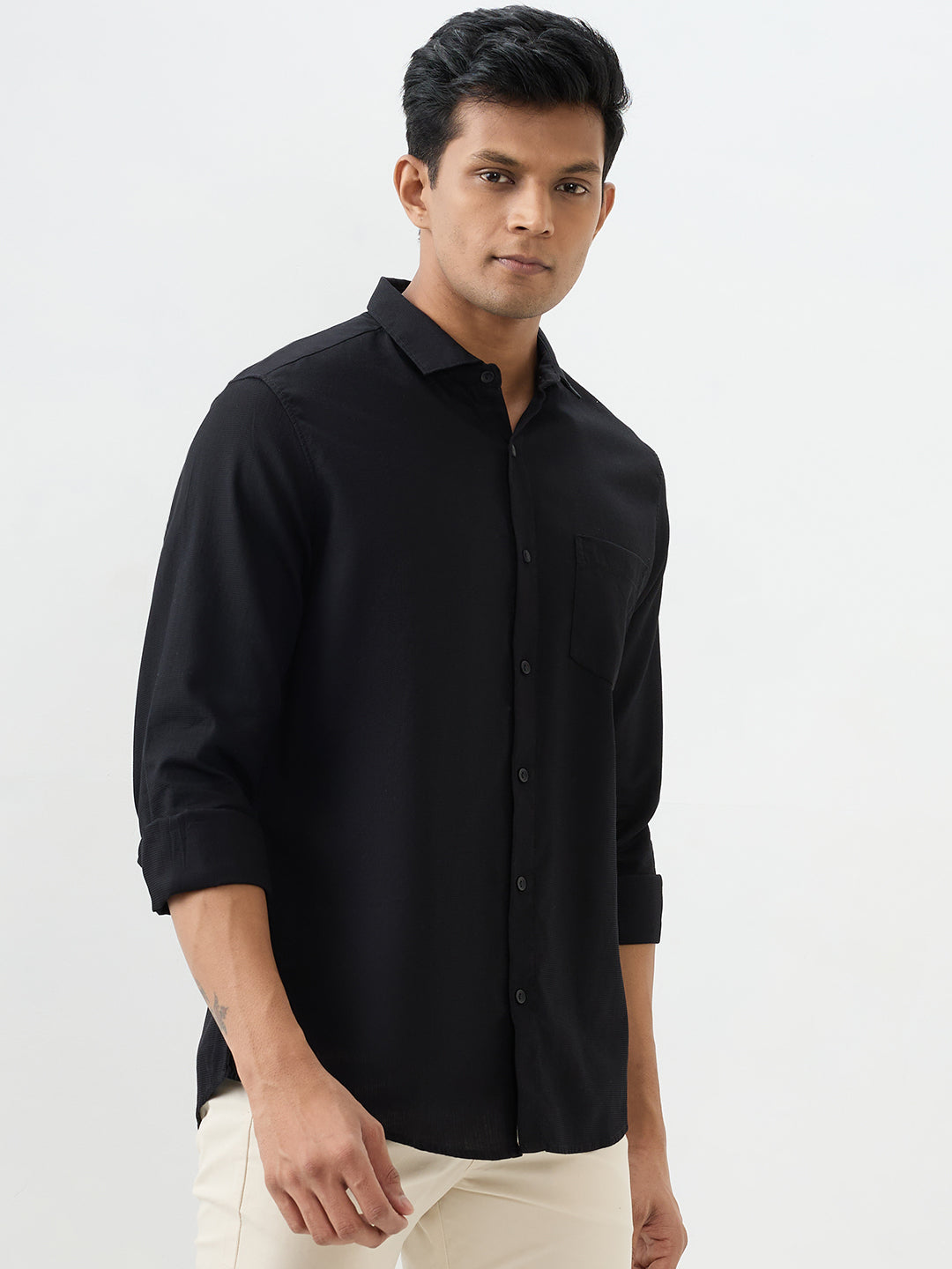 Men Shirt Black Slim Fit