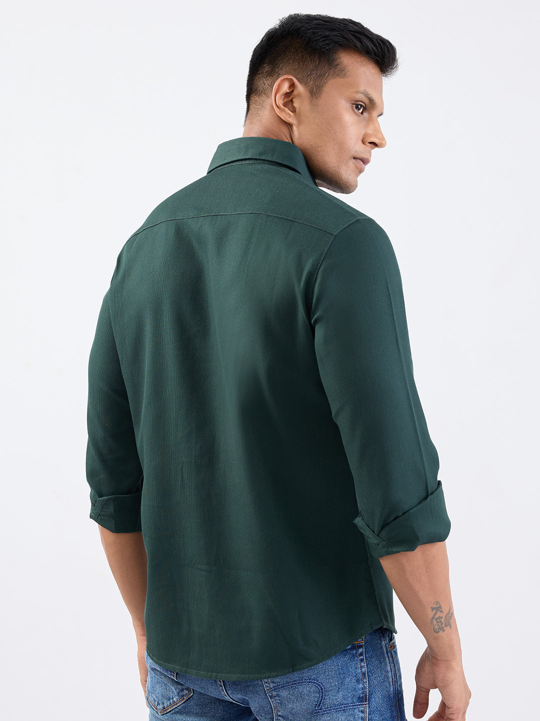 Spykar Botanical Green Slim Fit Casual Shirts For Men