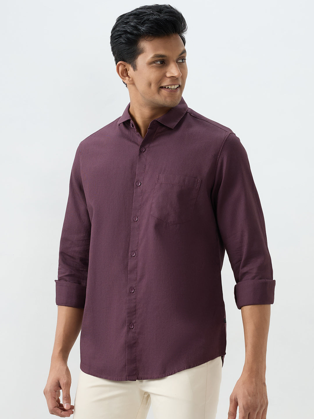 Men Shirt Cherry Lacquer Slim Fit