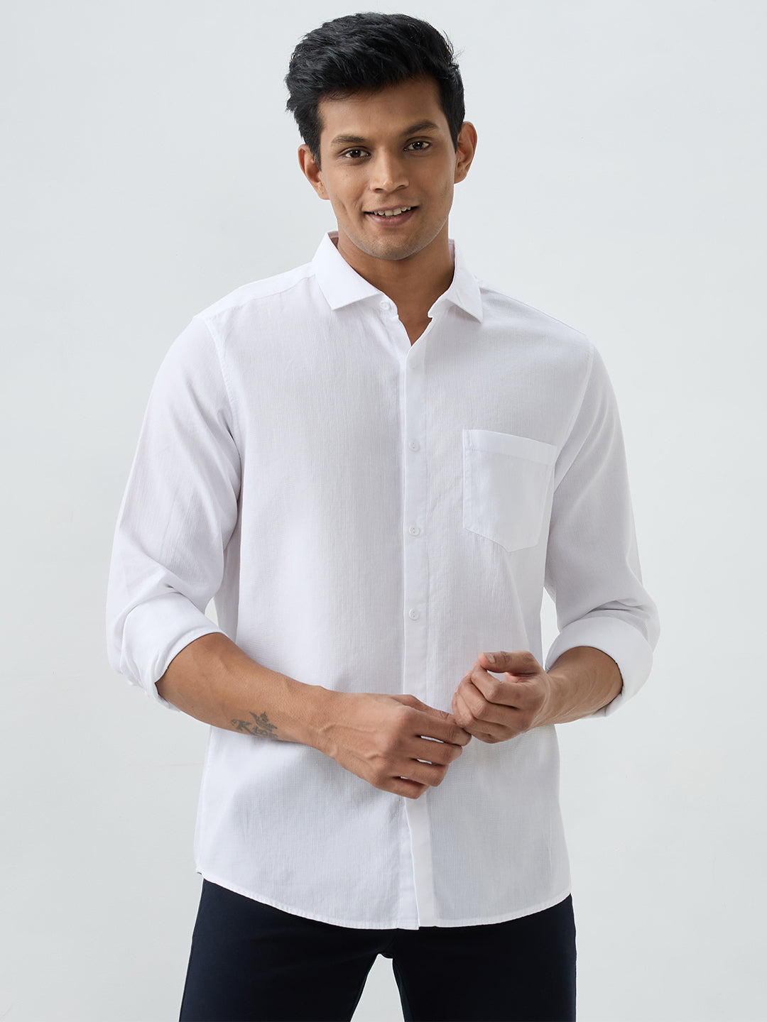 Spykar White Slim Fit Shirts For Men