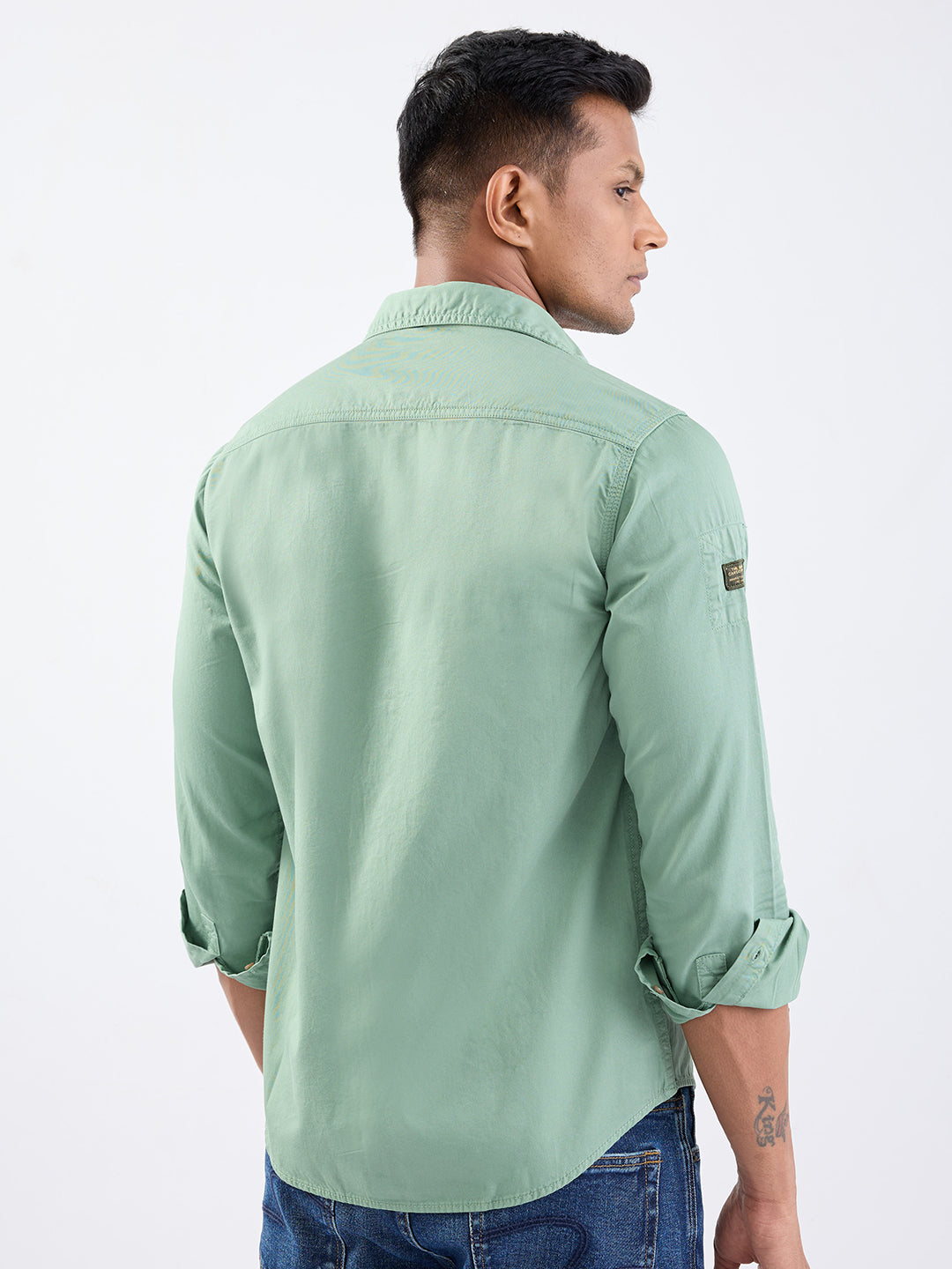 Spykar Granite Green Slim Fit Casual Shirts For Men