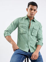 Men Shirt Green Slim Fit