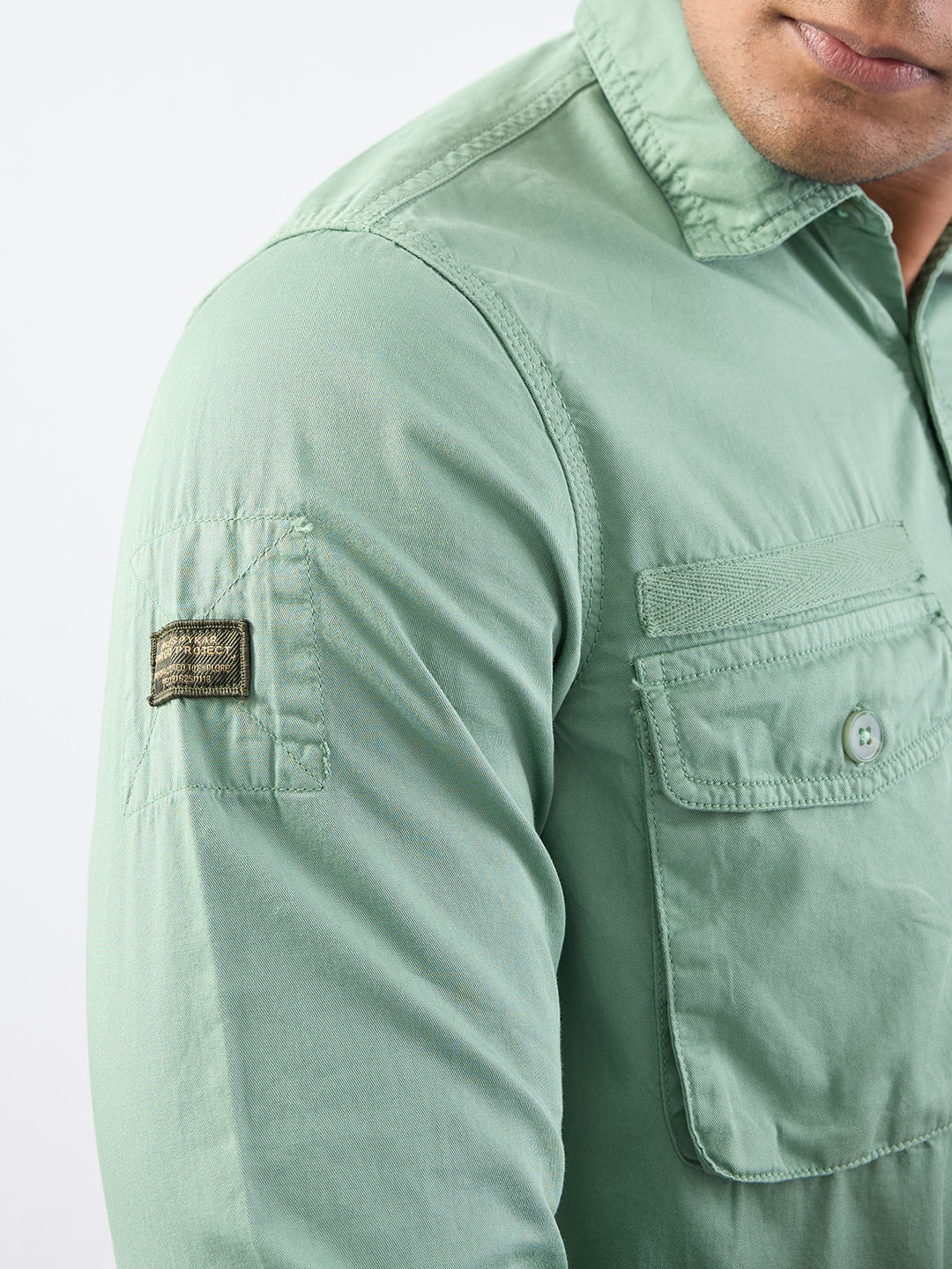 Spykar Granite Green Slim Fit Casual Shirts For Men