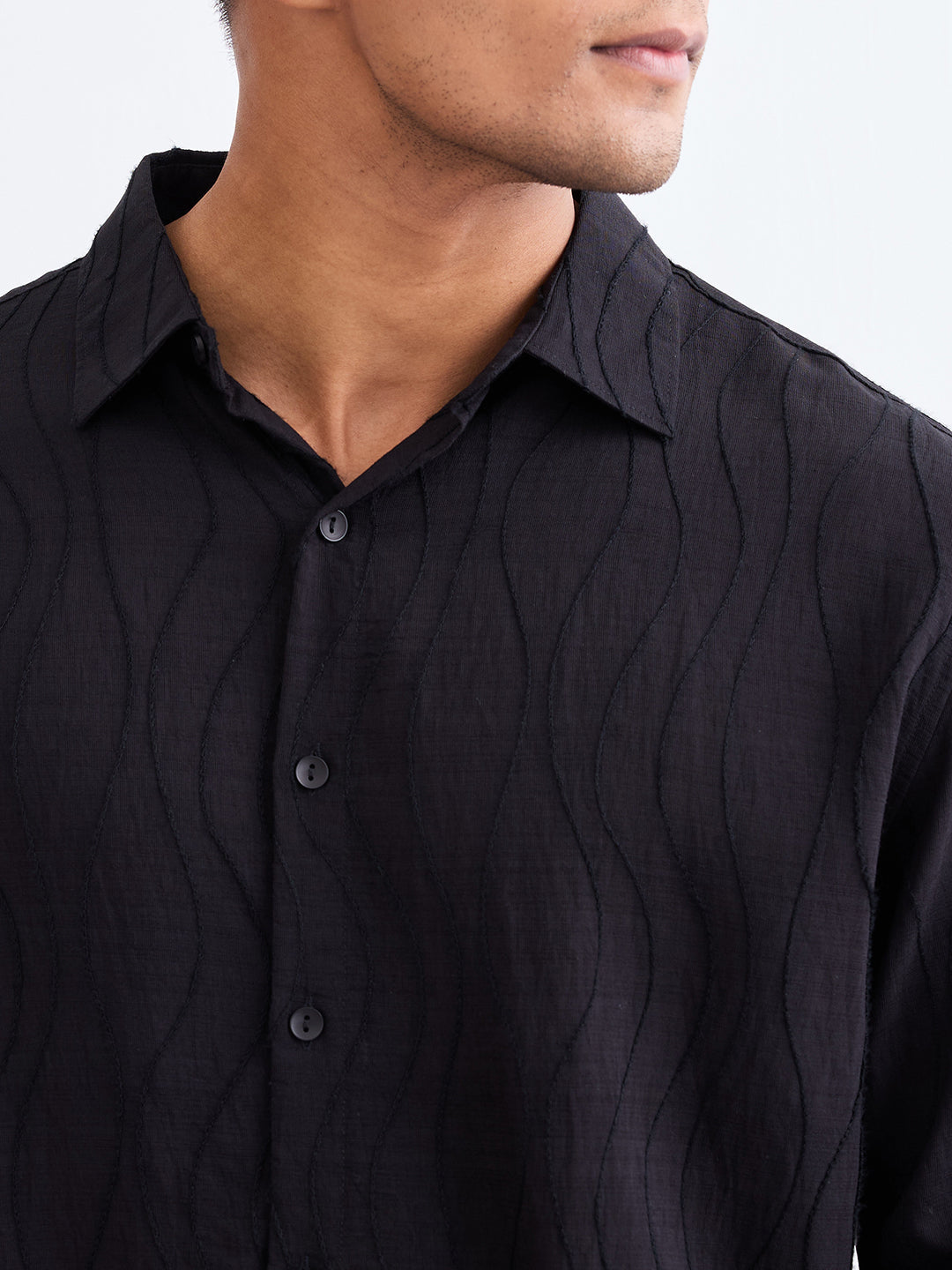 Spykar Jet Black Comfort Fit Casual Shirts For Men