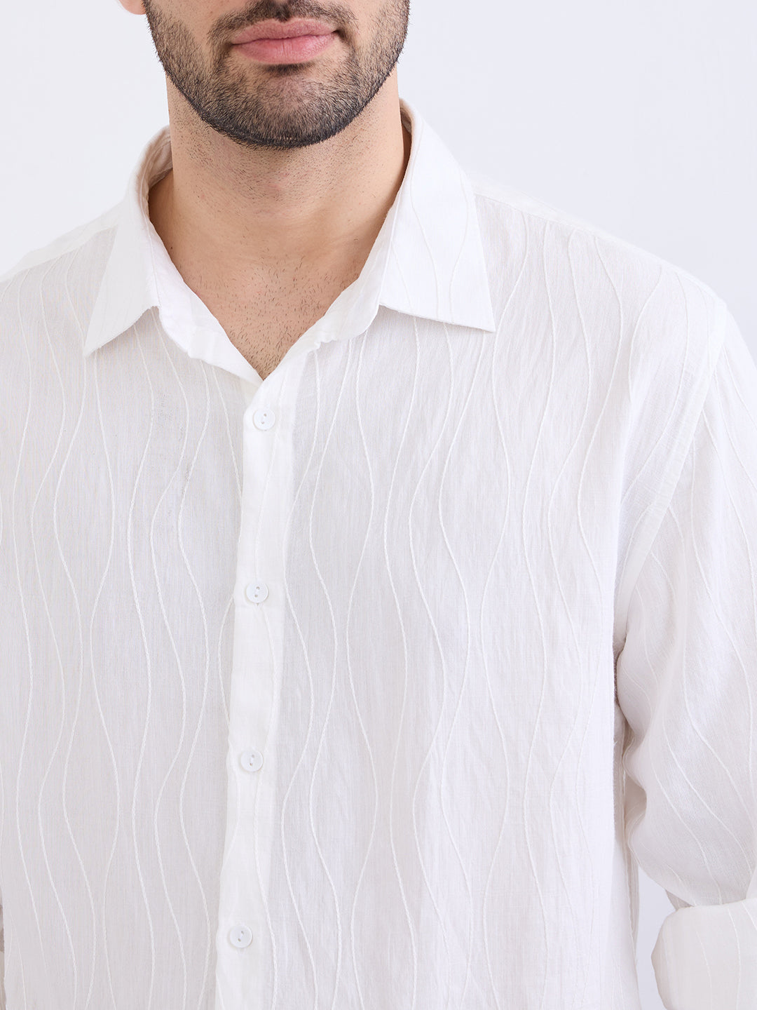 Spykar Off White Comfort Fit Casual Shirts For Men