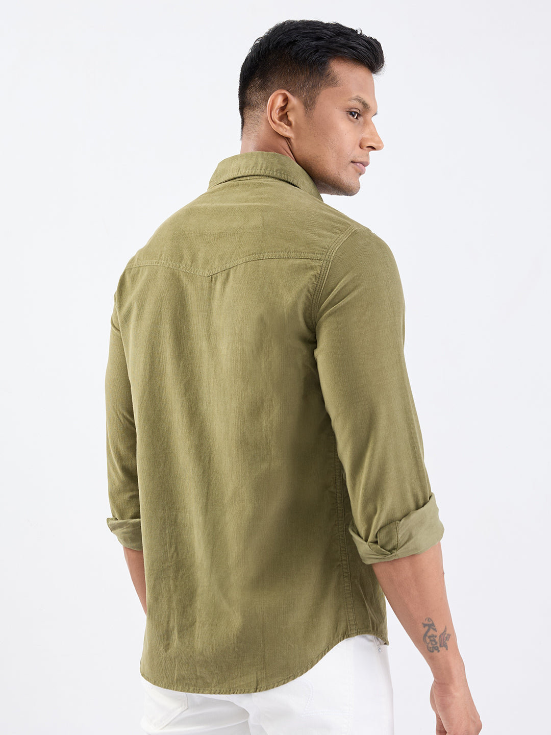 Spykar Avocado Green Slim Fit Casual Shirts For Men