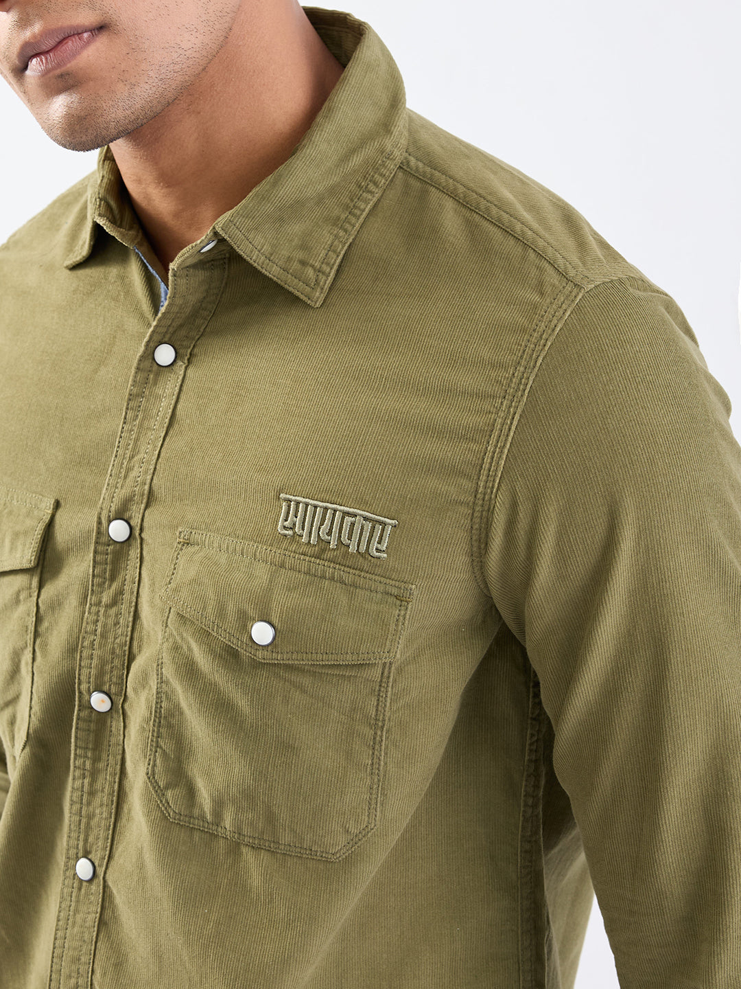 Spykar Avocado Green Slim Fit Casual Shirts For Men