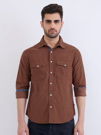 Men Shirt Brown Slim Fit