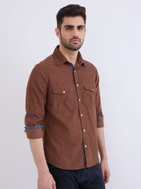 Men Shirt Brown Slim Fit