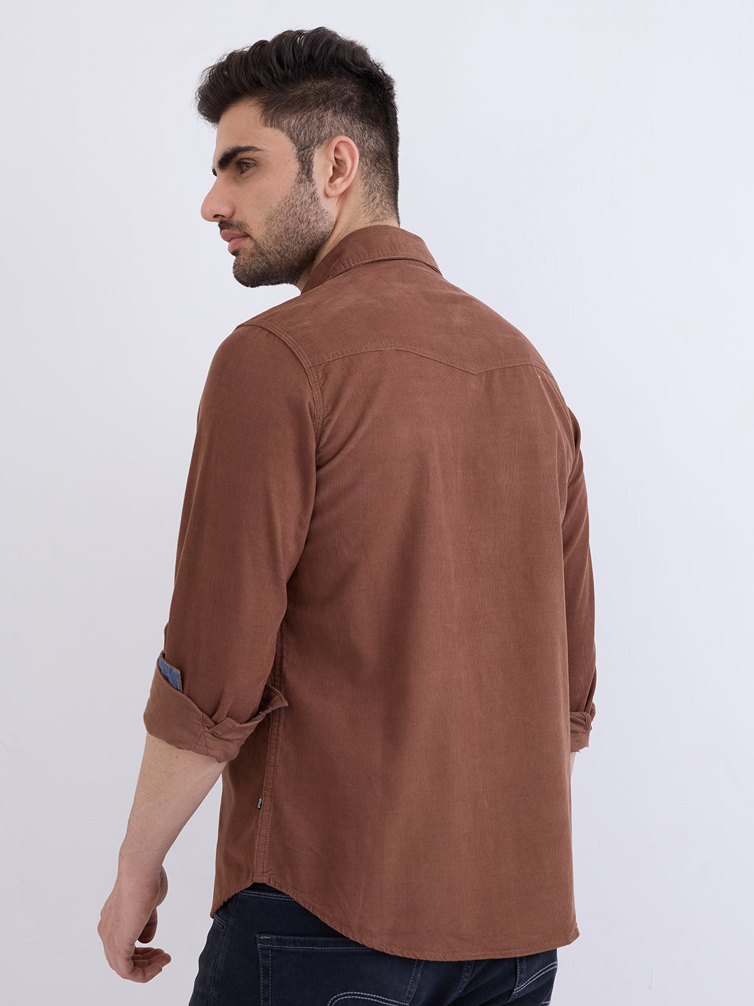 Spykar Friar Brown Slim Fit Casual Shirts For Men