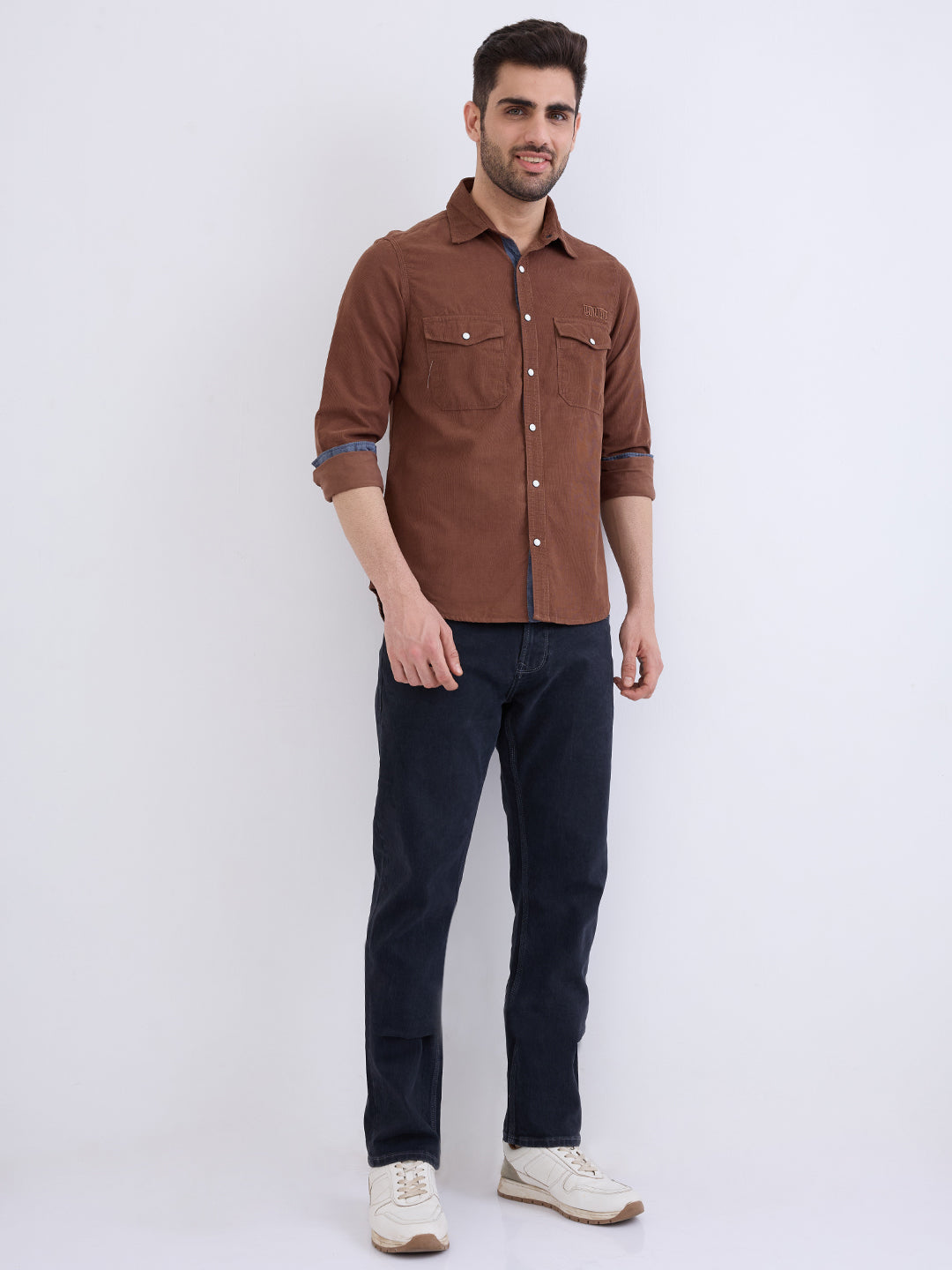 Spykar Friar Brown Slim Fit Casual Shirts For Men