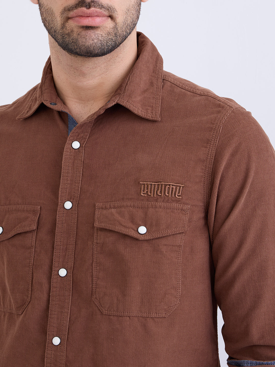 Men Shirt Brown Slim Fit